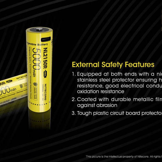 Nitecore NL2150R 5000mAh USB-C Rechargeable 21700 Battery