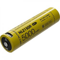 סוללת 21700 נטענת ע"י כבל  USB C גודל NITECORE NL2150R | 5000mAh    