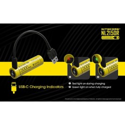 סוללת 21700 נטענת ע"י כבל  USB C גודל NITECORE NL2150R | 5000mAh    