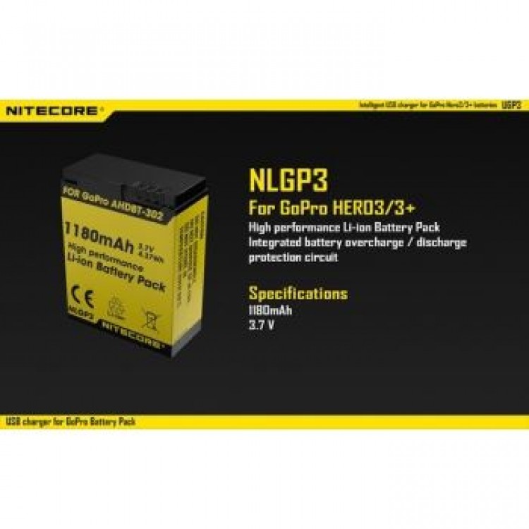 Nitecore NLGP3 Li-ion Battery GoPro HERO3/3+ Camera