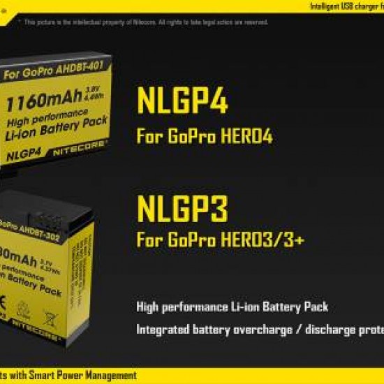 Nitecore NLGP4 Li-ion Battery GoPro HERO 4 Camera