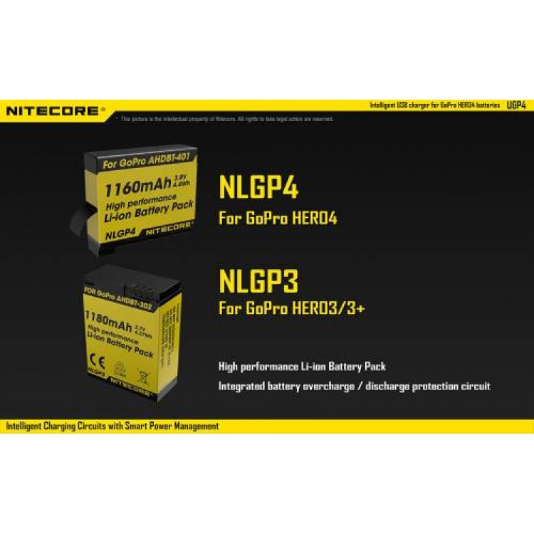 Nitecore NLGP4 Li-ion Battery GoPro HERO 4 Camera