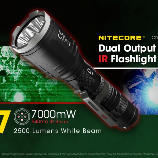 פנס טקטי נטען 2500 לומן כולל IR אינפרא רד NITECORE CI7