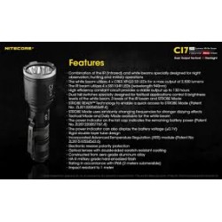 פנס טקטי נטען 2500 לומן כולל IR אינפרא רד NITECORE CI7