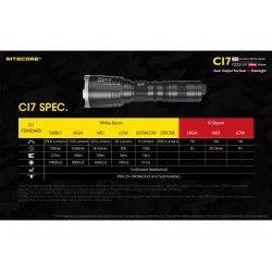 פנס טקטי נטען 2500 לומן כולל IR אינפרא רד NITECORE CI7