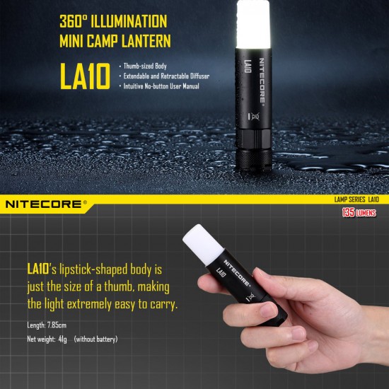 Nitecore LA10 135 Lumen Compact Lightweight Camping Lantern