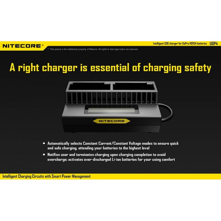 Nitecore UGP4 USB Dual Slot Charger GoPro Hero 3/4 Battery