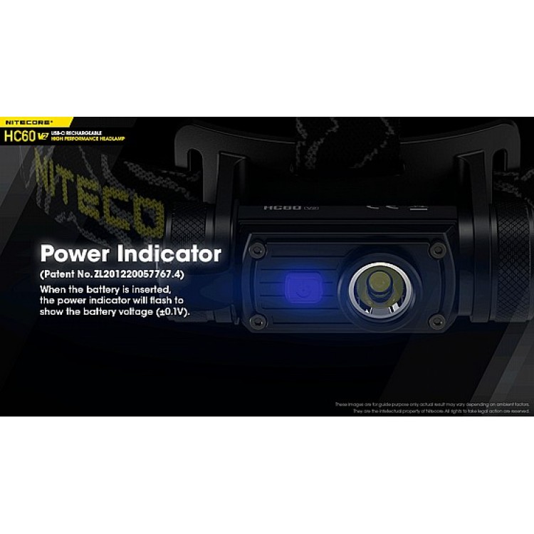 פנס ראש נטען 1200 לומן NITECORE HC60 v2