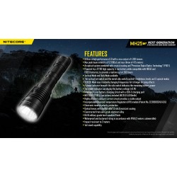 פנס טאקטי 1300 לומן 475 מטר הארה NITECORE MH25 v2