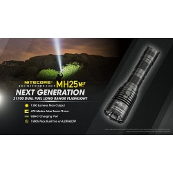 פנס טאקטי 1300 לומן 475 מטר הארה NITECORE MH25 v2