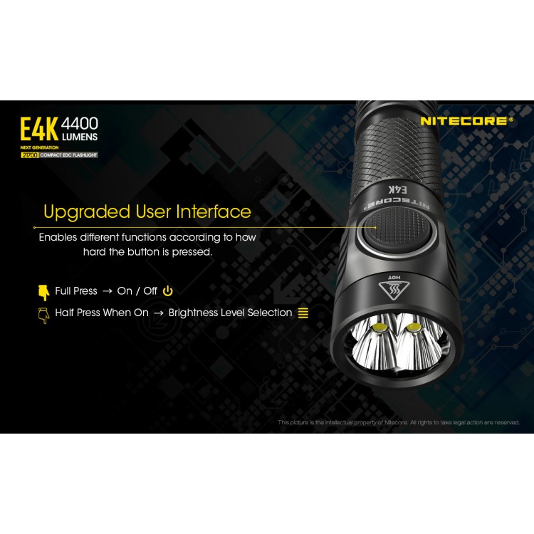 Nitecore E4K 4400 Lumen Rechargeable EDC Flashlight