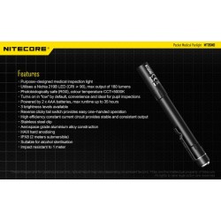 פנס עט כיס לאיבחון רפואי 180 לומן  Nitecore MT06MD