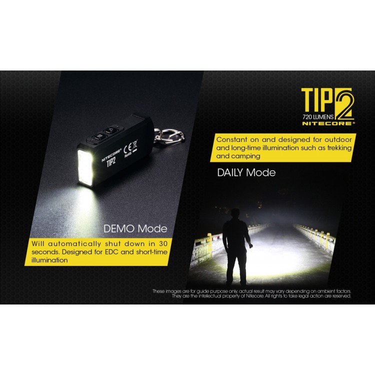 פנס כיס מחזיק מפתחות נטען 720 לומן Nitecore TIP2  