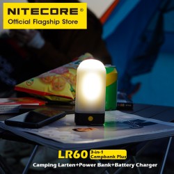 פנס מנורת קמפינג נטעת הכולל מטען נייד Nitecore LR60