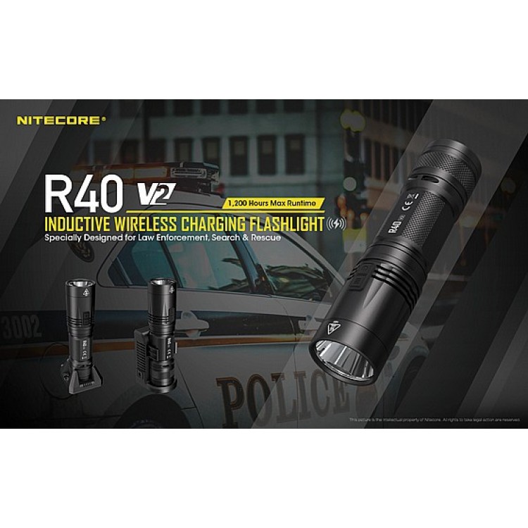 Nitecore R40 v2 1000 Lumen Police Rechargeable Flashlight Plus Charging Docks