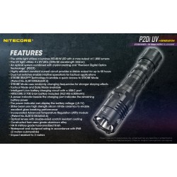 פנס נטען 1800 לומן כולל אולטרה סגול NITECORE P20i UV