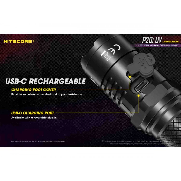 פנס נטען 1800 לומן כולל אולטרה סגול NITECORE P20i UV