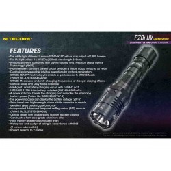 פנס נטען 1800 לומן כולל אולטרה סגול NITECORE P20i UV